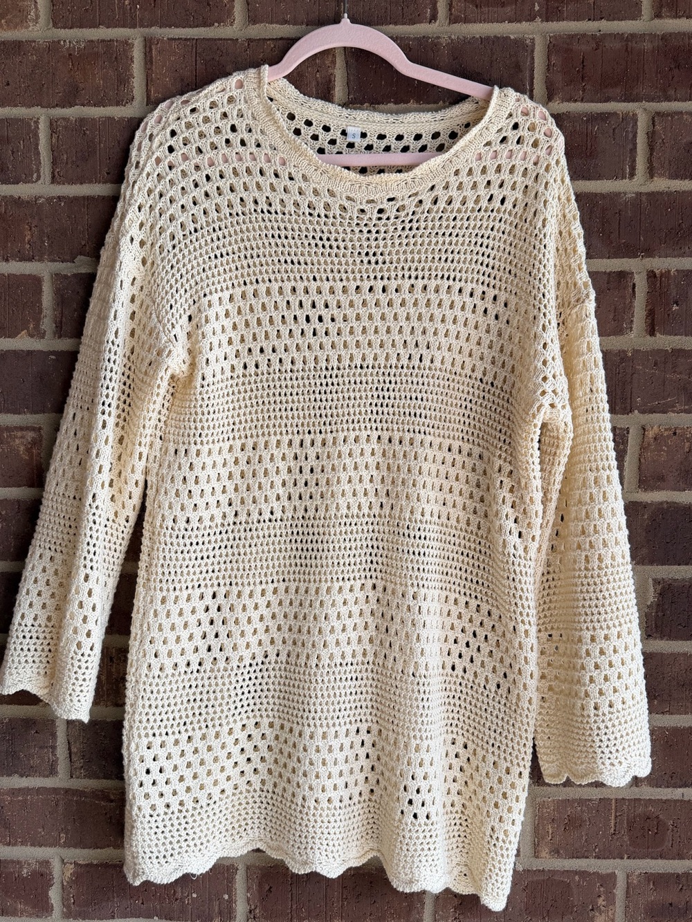 Cream Crochet Open-Knit Women's coverup